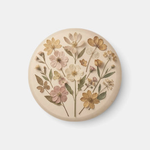 Gepresste Wildblumen Botanisches Bouquet Vintage Magnet