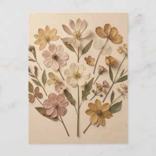 Gepresste Wildblumen Botanisches Bouquet Vintage Postkarte