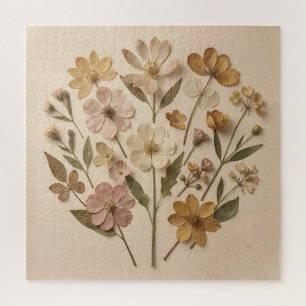 Gepresste Wildblumen Botanisches Bouquet Vintage Puzzle