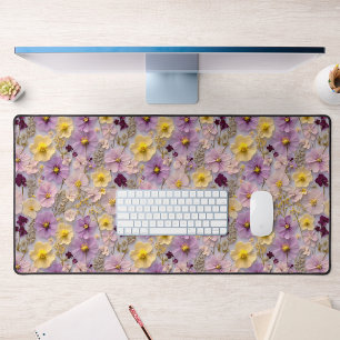 Gepresstes Blumenmuster Pastell-Wildblumendesign Schreibtischunterlage