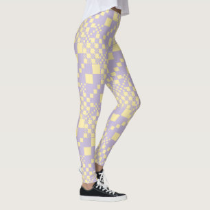 Geprüft, Karos - Gelb und Lila, pastellgelb Leggings