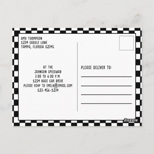 Geprüfte Markierung für Schlagwagen der Birthday W Postkarte (Rückseite)