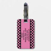 Geprüfter rosa Monogramm-Gepäckträger Gepäckanhänger (Rückseite vertikal)