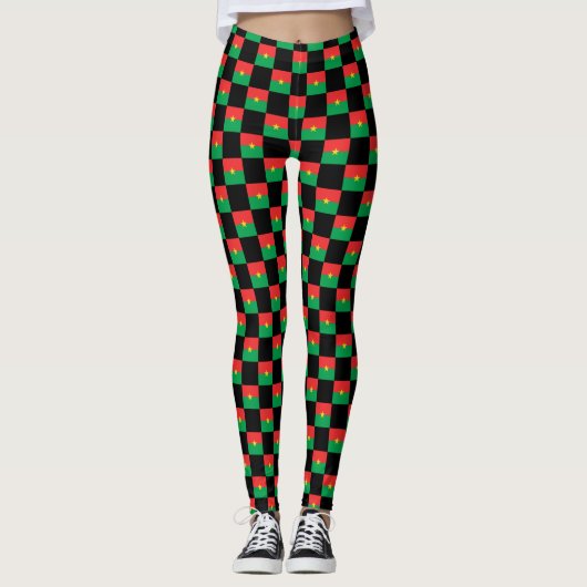 Geprüftes Muster der Burkina Faso-Flagge Leggings (Vorderseite)