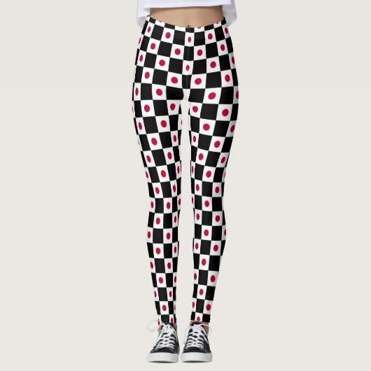 Geprüftes Muster für die japanische Flagge Leggings (Vorderseite)