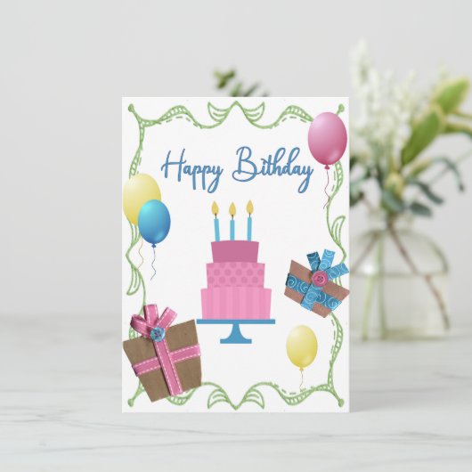 Gepuchte Geburtskarte Feiertagskarte (Stehend Vorderseite)