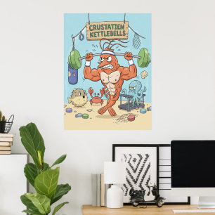 Gepumpte Garnelenposter - Lustige Gym-Wandkunst Bu Poster