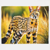 Gepunktet African Savannah Serval Cat Fleecedecke (Vorderseite (Horizontal))