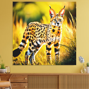 Gepunktet African Savannah Serval Cat Leinwanddruck