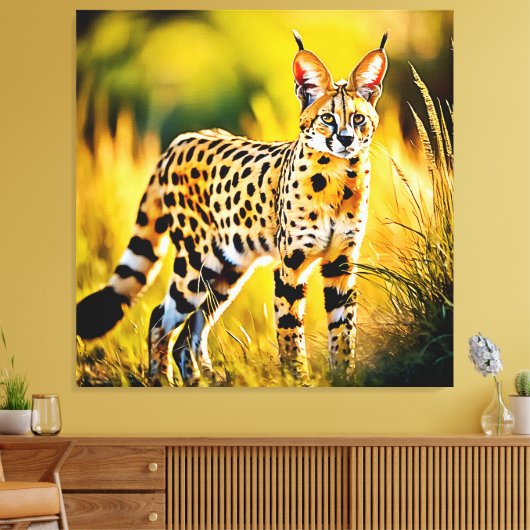 Gepunktet African Savannah Serval Cat Leinwanddruck (Insitu (Wohnzimmer))