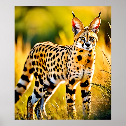 Gepunktet African Savannah Serval Cat Poster (Vorne)