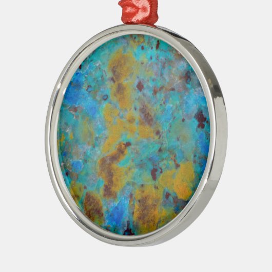 Gepunktet Blue Chrysocolla Jasper Ornament Aus Metall (Links)