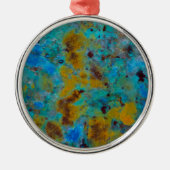 Gepunktet Blue Chrysocolla Jasper Ornament Aus Metall (Vorne)