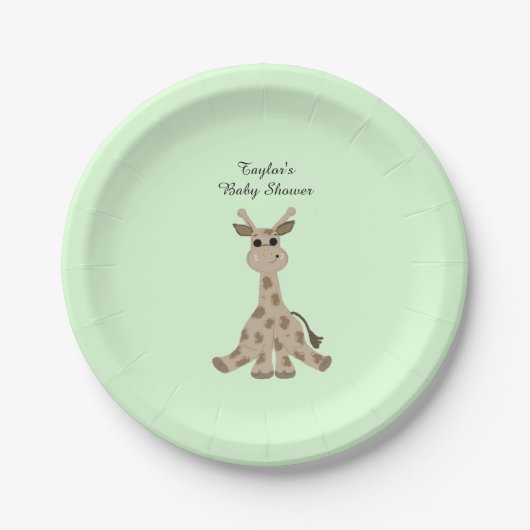 Gepunktet Brown Giraffe Babydusche Pappteller (Vorderseite)