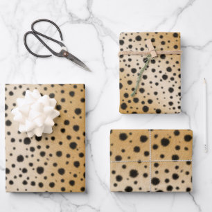 Gepunktet Cheetah Fur Schönes Tierblatt Geschenkpapier Set