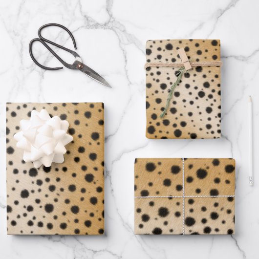 Gepunktet Cheetah Fur Schönes Tierblatt Geschenkpapier Set (Vorderseite)