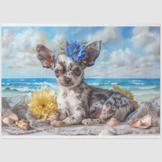 Gepunktet Chihuahua Beach Bliss Decoupage Seidenpapier (Vorderseite)