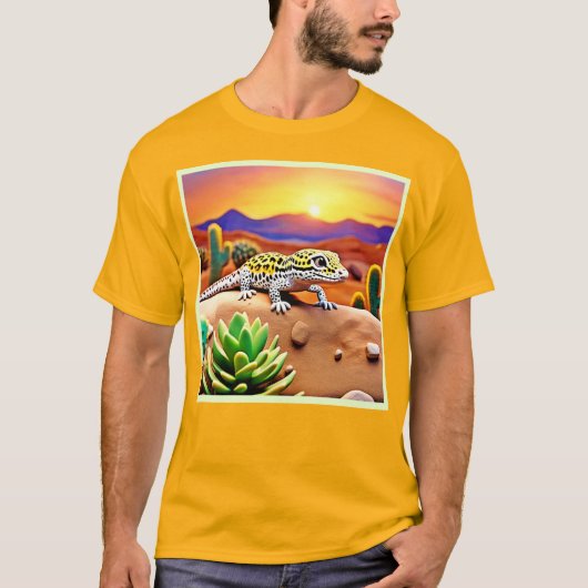 Gepunktet Gecko WüstenSunset T-Shirt (Vorderseite)