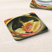 Gepunktet-Gelbe Lilie Abstrakte Blumenstrasse Cork Untersetzer (Linke Seite)