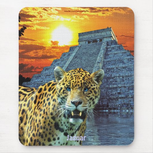Gepunktet Jaguar & Chichen Itza Temple & Sunset Mousepad (Vorne)