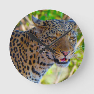 Gepunktet Leopard Runde Wanduhr