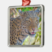 Gepunktet Leopard Silbernes Ornament (Links)