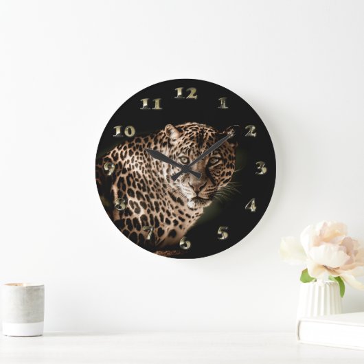 Gepunktet Leopard Starring Große Wanduhr (Zuhause)