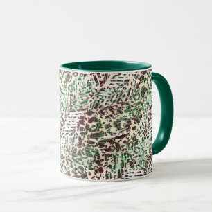 Gepunktet, Leoparden, tropisch, Palmen, Blätter, b Tasse