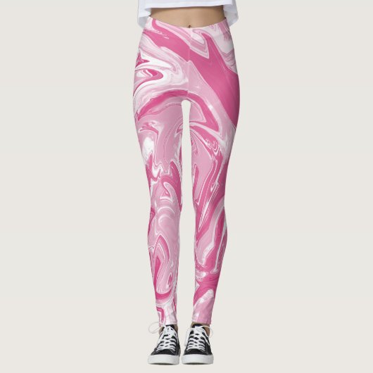 Gepunktet rosa Marmor Leggings (Vorderseite)