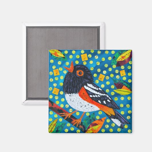 Gepunktet Towhee Magnet (Vorderseite/Rückseite)