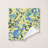 Gepunktete Abstraktion der blauen Gelbschwarz Badhandtuch Set (Waschlappen)