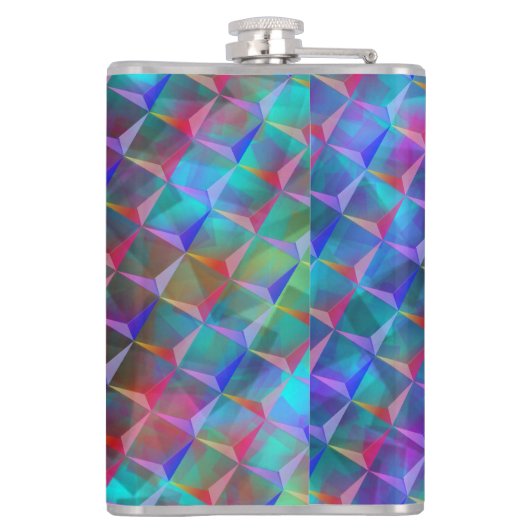 Gepunktete blaue bis lila und 3D- oder rosa Dreiec Flachmann (Rückseite)