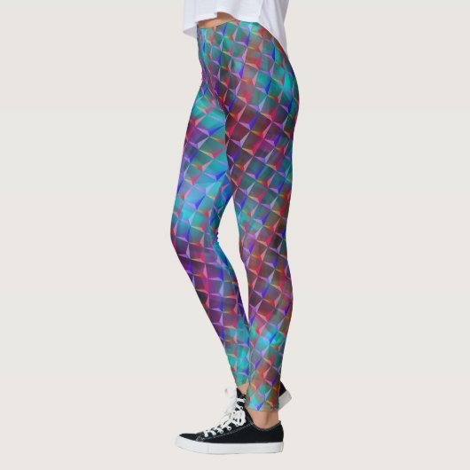 Gepunktete blaue bis lila und 3D- oder rosa Dreiec Leggings (Links)