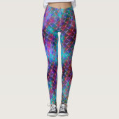 Gepunktete blaue bis lila und 3D- oder rosa Dreiec Leggings (Vorderseite)