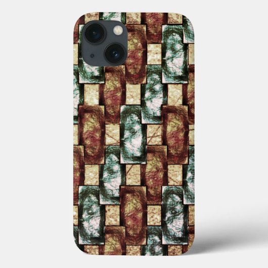 Gepunktete, braun-grüne rechteckige Stücke Case-Mate iPhone Hülle (Rückseite)