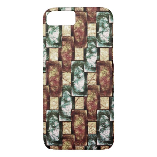 Gepunktete, braun-grüne rechteckige Stücke Case-Mate iPhone Hülle (Rückseite)