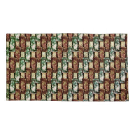 Gepunktete, braun-grüne rechteckige Stücke Kissenbezug