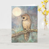 Gepunktete Eulen-Nordtier-feine Kunst Karte (Gelbe Blume)