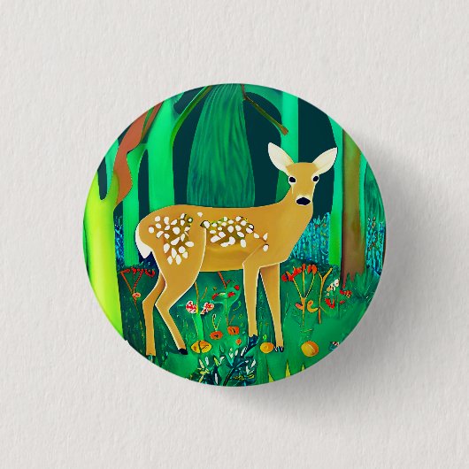 Gepunktete Fauna in einem Fantasy-Wald Button (Vorderseite)