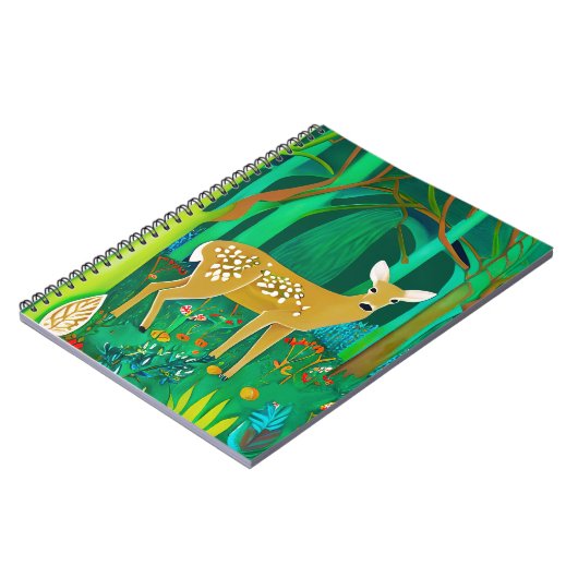 Gepunktete Fauna in einem Fantasy-Wald Notizblock (Linke Seite)