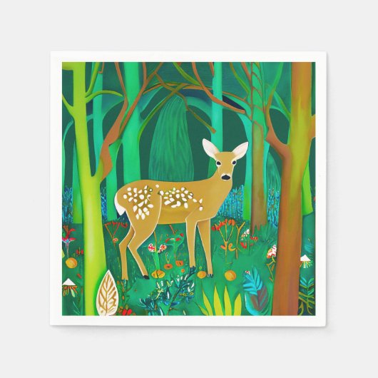 Gepunktete Fauna in einem Fantasy-Wald Serviette (Vorderseite)