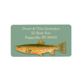 Gepunktete Fischereiadresse für Forellen Adressaufkleber (Vorne)