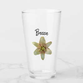 Gepunktete gelbe Lilienblüten personalisiertes Gla Glas