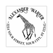 Gepunktete Giraffe Silhouette Name Rücksendeadress Gummistempel (Prägung)