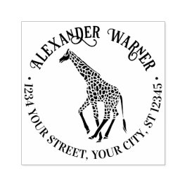 Gepunktete Giraffe Silhouette Name Rücksendeadress Gummistempel