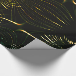 Gepunktete grüne Kurven aus goldfarbenem Licht Geschenkpapier