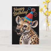 gepunktete Hyena mit Geburtshut Karte (Gelbe Blume)