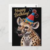 gepunktete Hyena mit Geburtshut Postkarte (Vorne/Hinten)
