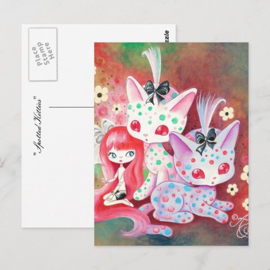 Gepunktete Kätzchen Postkarte (Vorne/Hinten)