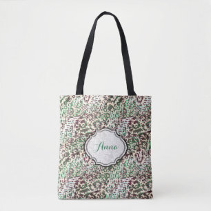 Gepunktete, leoparde, tropische Blätter aus Palmen Tasche